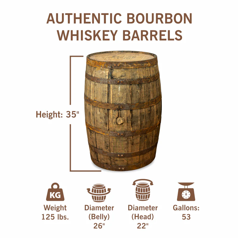 Authentic Bourbon Whiskey Barrels (53 Gallons, Used) - Image 6