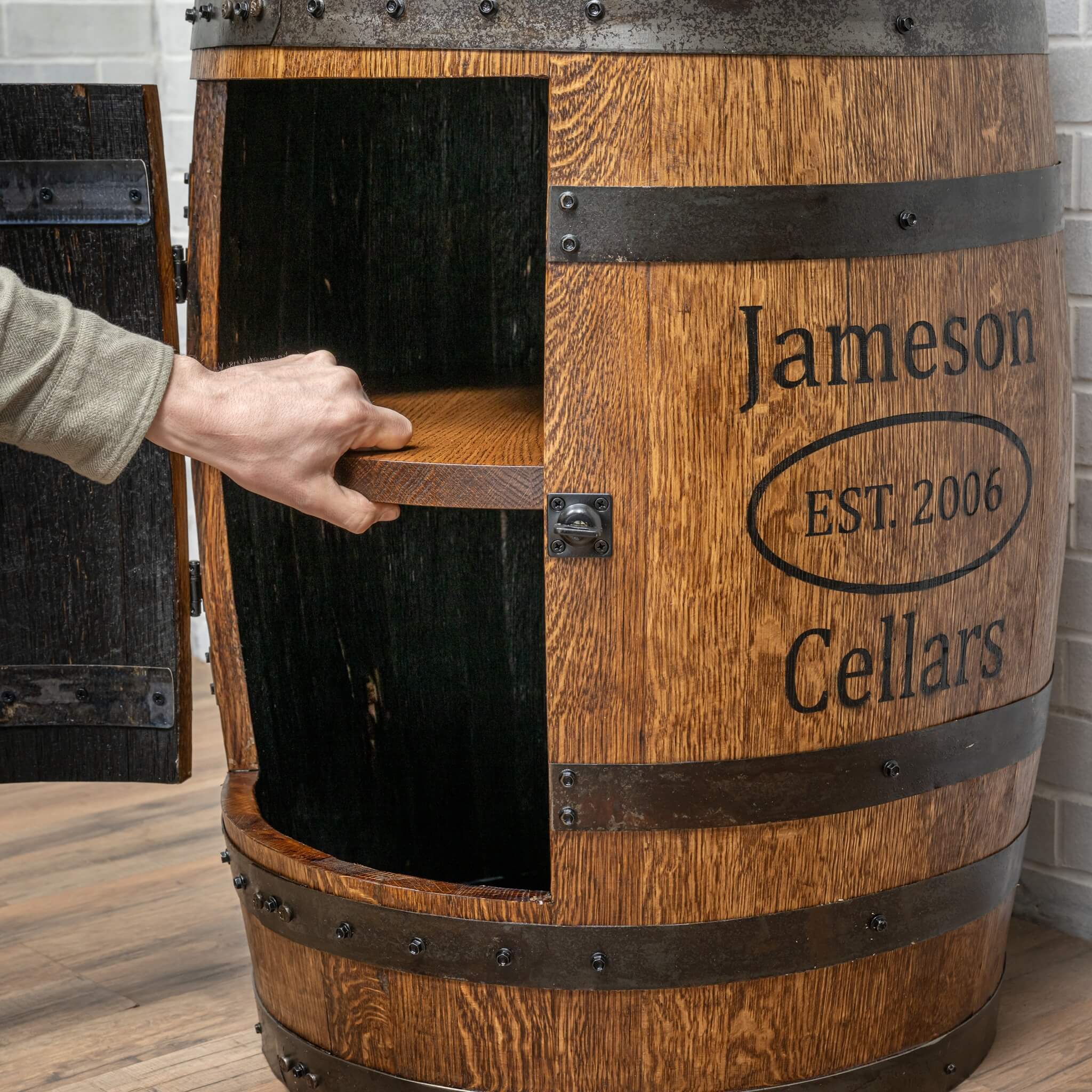 Deluxe Refurbished Whiskey Barrel Cabinet - Image 3