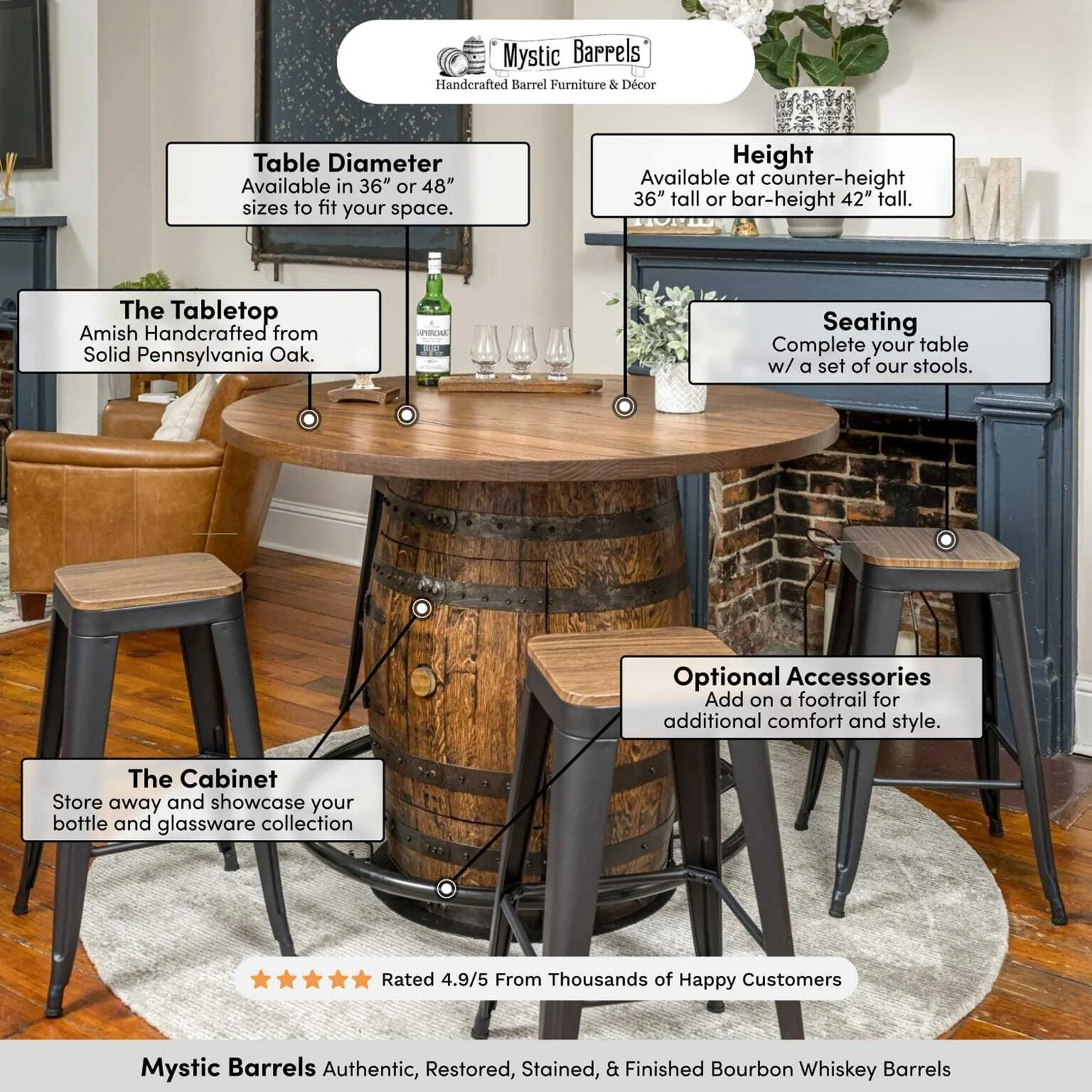 Deluxe Whiskey Barrel Pub Table AND Cabinet - Image 10