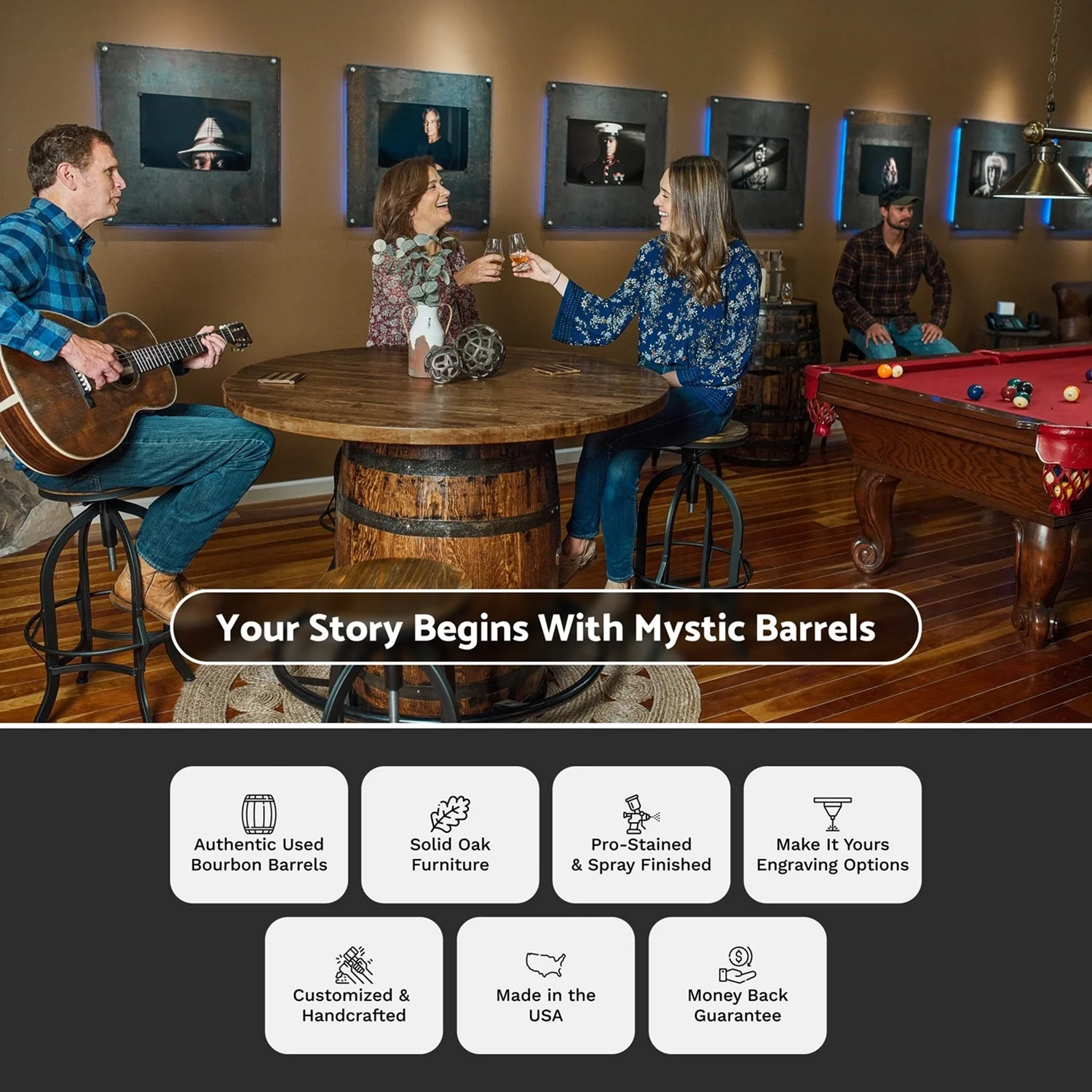 Deluxe Whiskey Barrel Pub Table AND Cabinet - Image 12