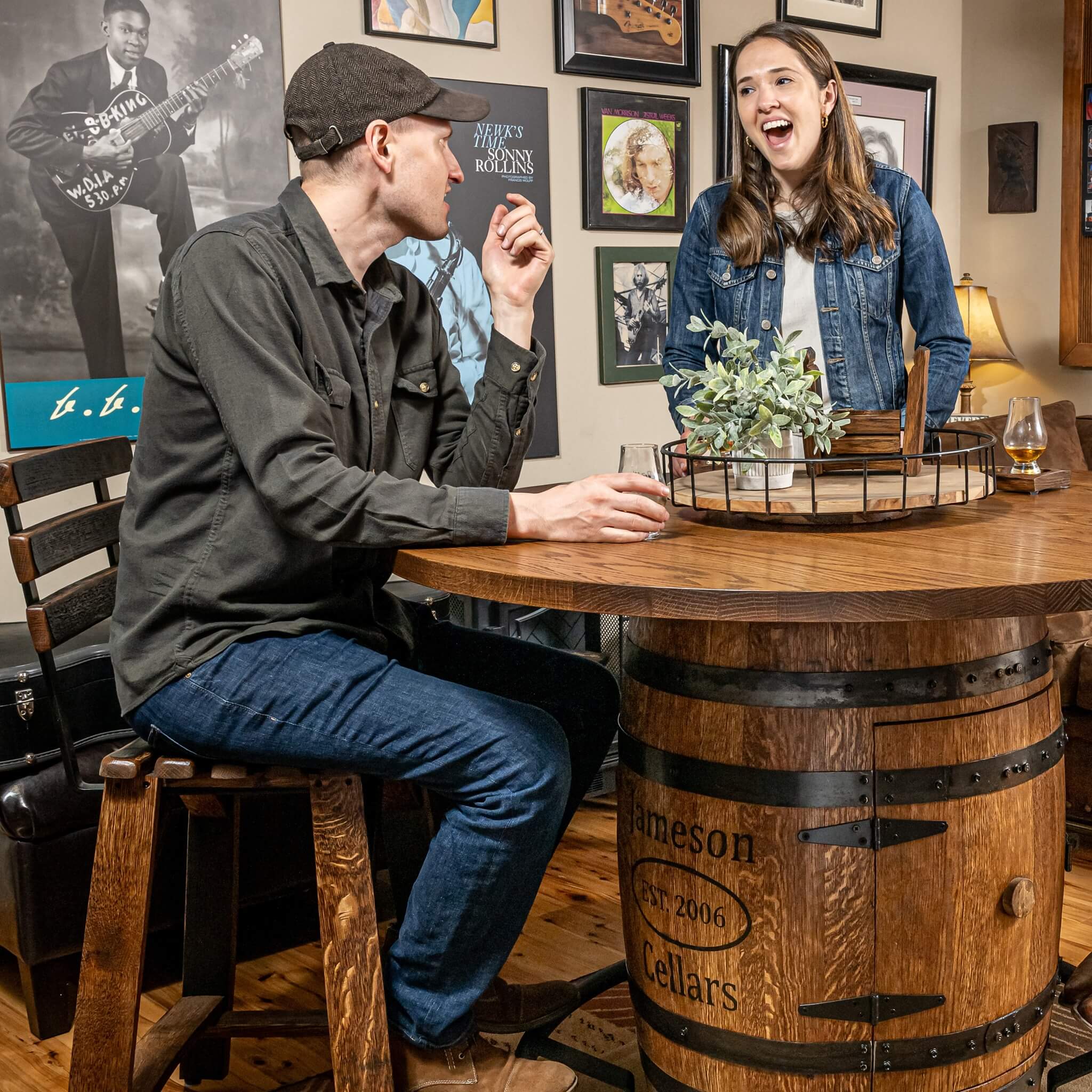 Deluxe Whiskey Barrel Pub Table AND Cabinet - Image 24