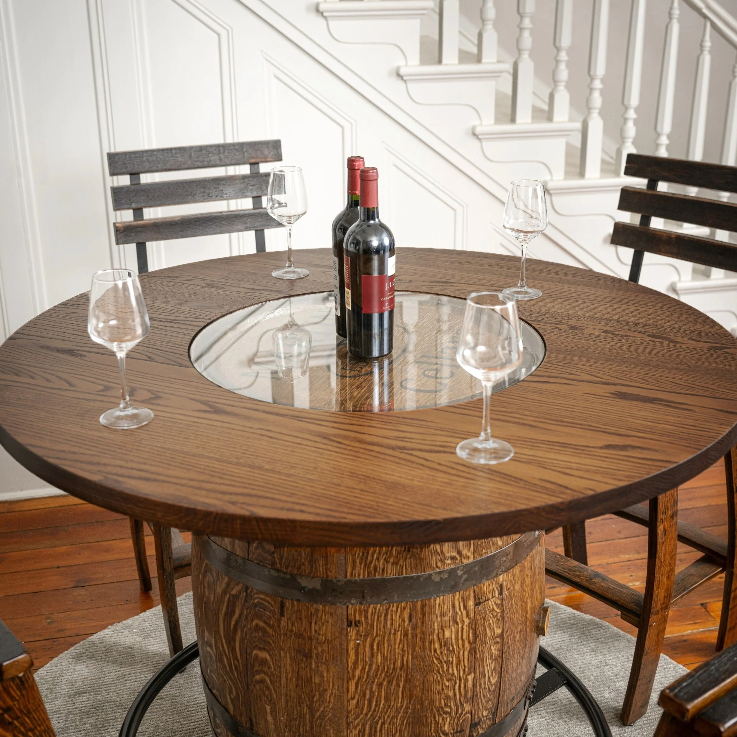 Deluxe Whiskey Barrel Pub Table AND Cabinet - Image 25
