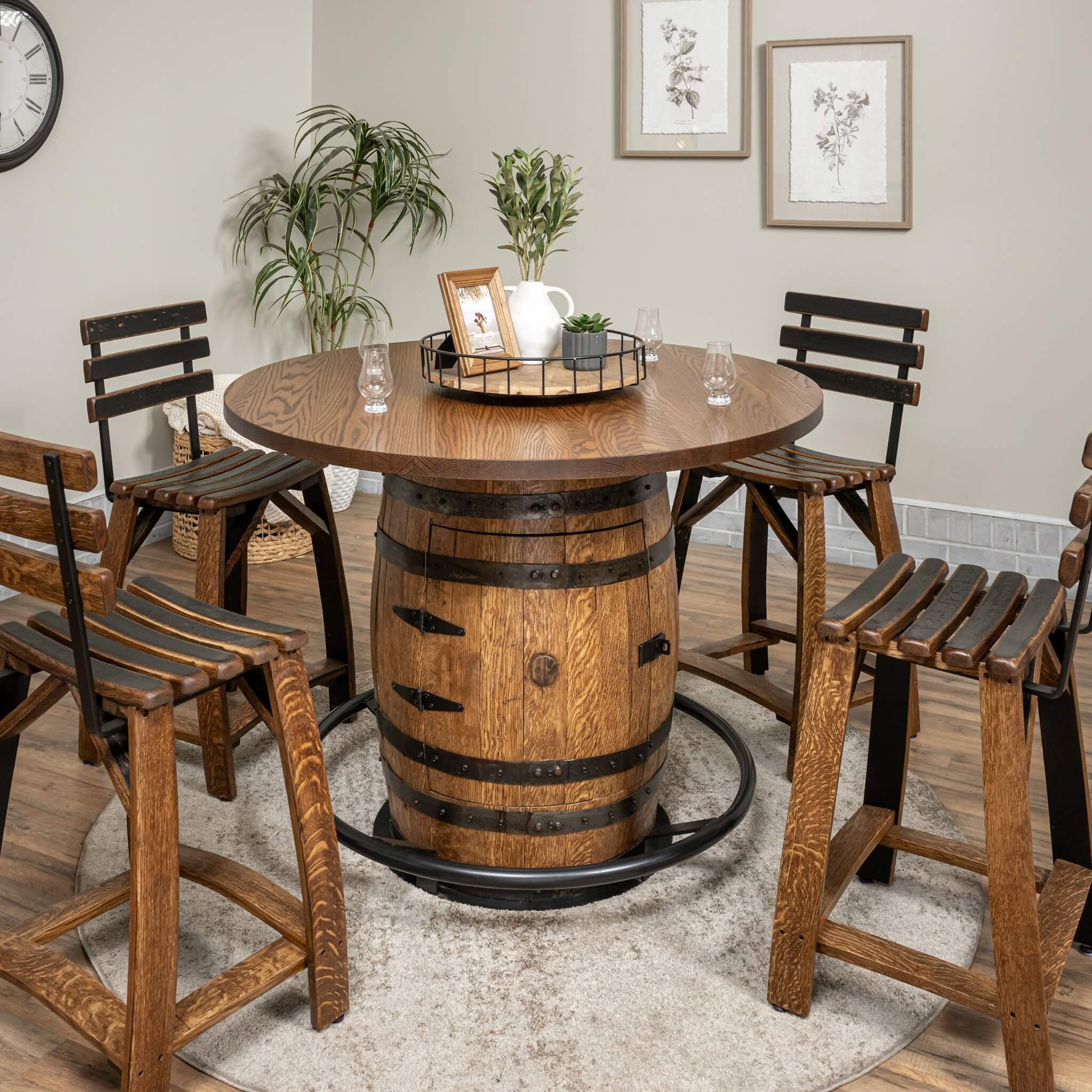 Deluxe Whiskey Barrel Pub Table AND Cabinet - Image 6