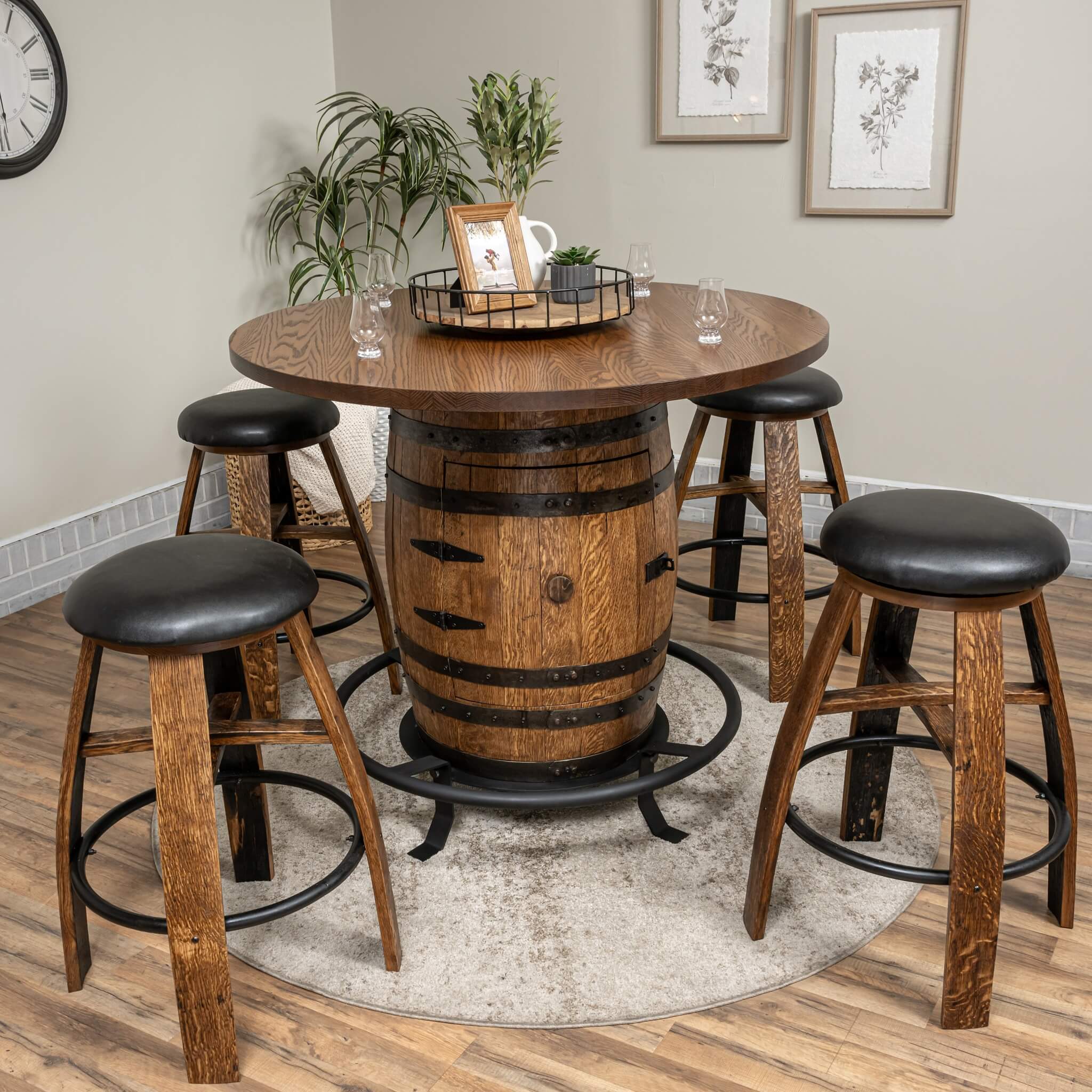 Deluxe Whiskey Barrel Pub Table AND Cabinet - Image 7