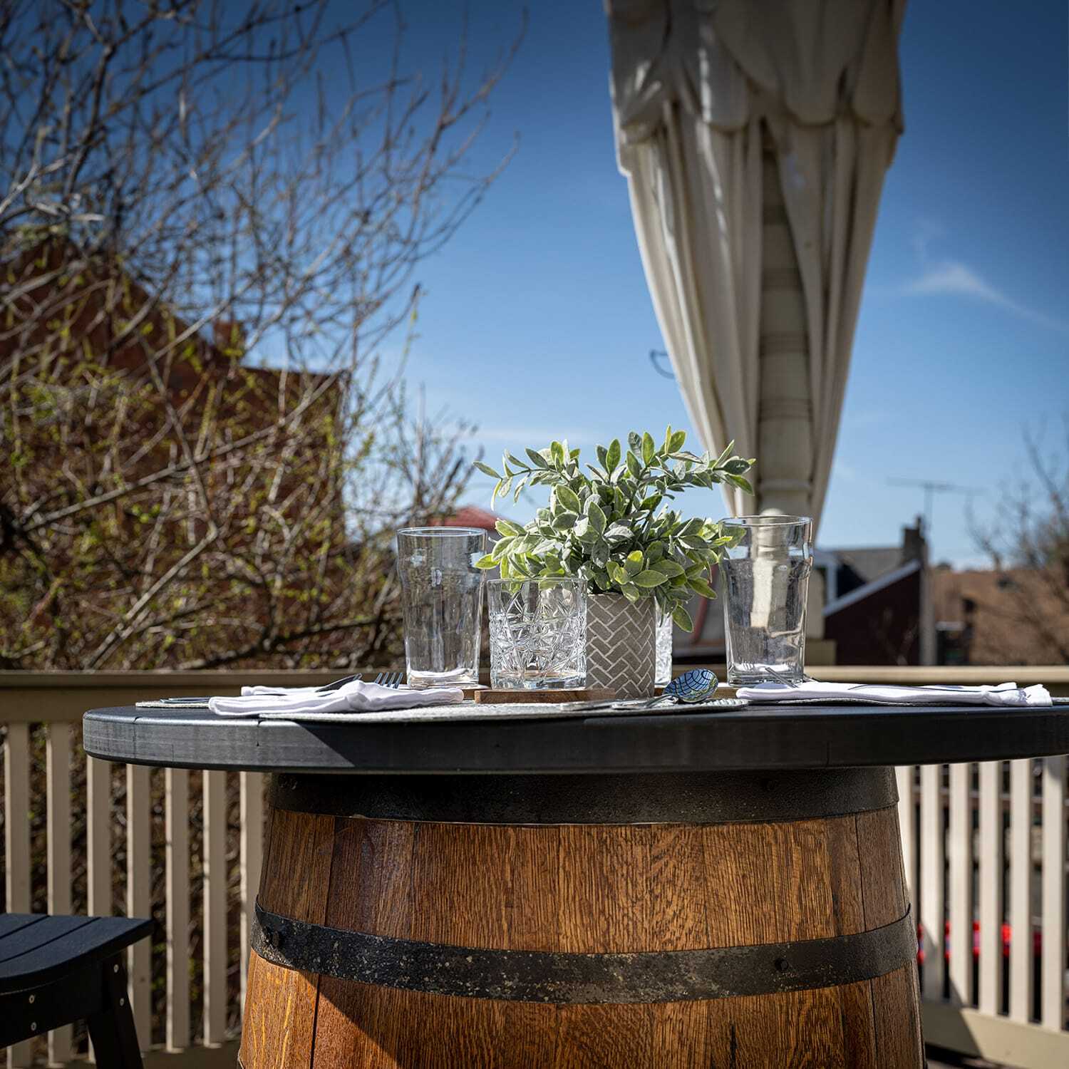 Outdoor Whiskey Barrel Pub Tables - Image 13