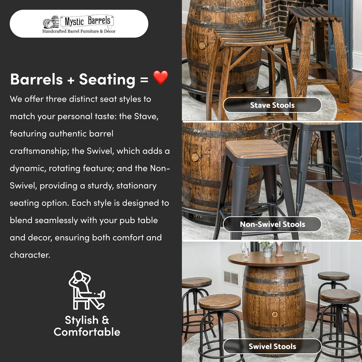 Standard Whiskey Barrel Pub Table - Image 6