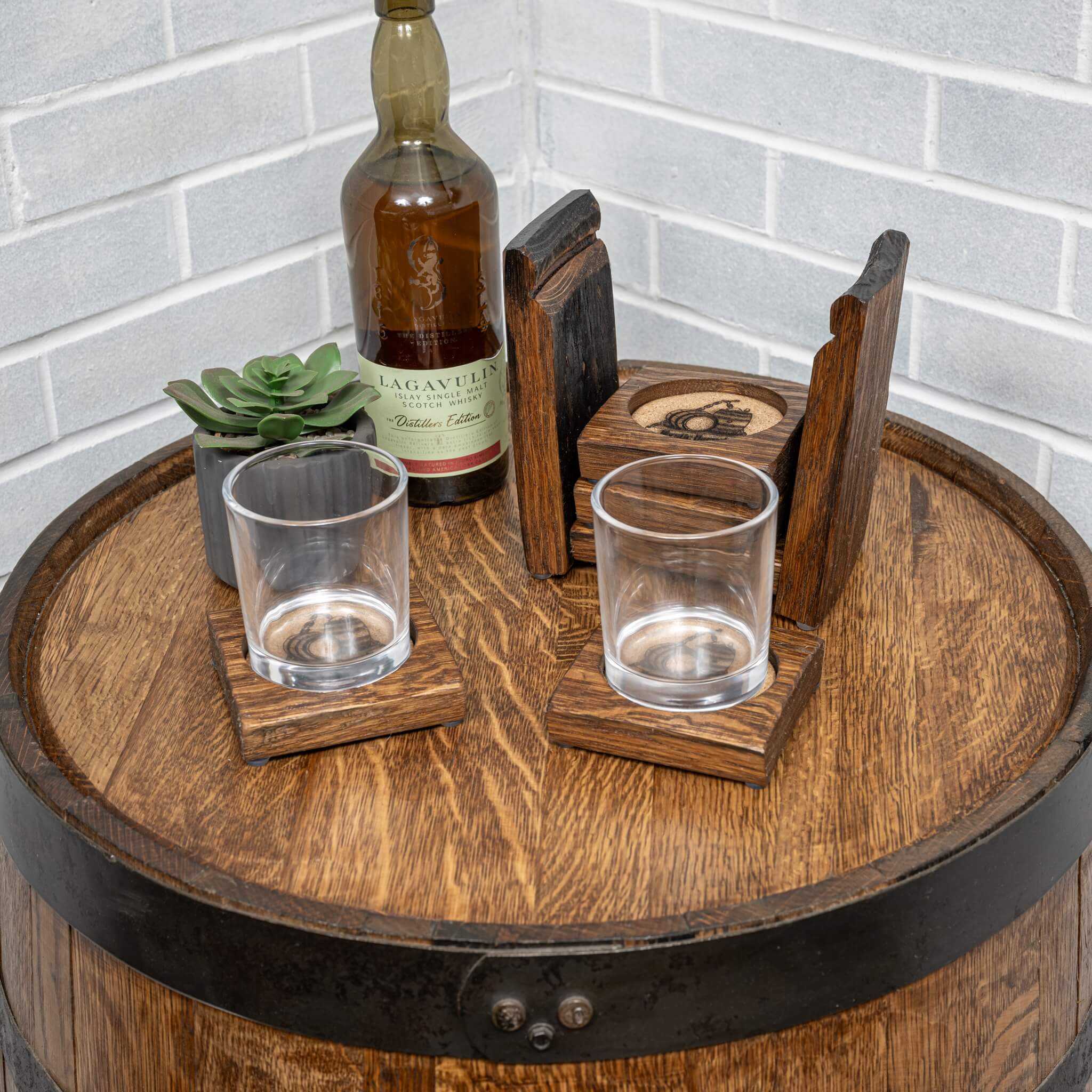Whiskey Barrel Stave Coasters Set - Image 3