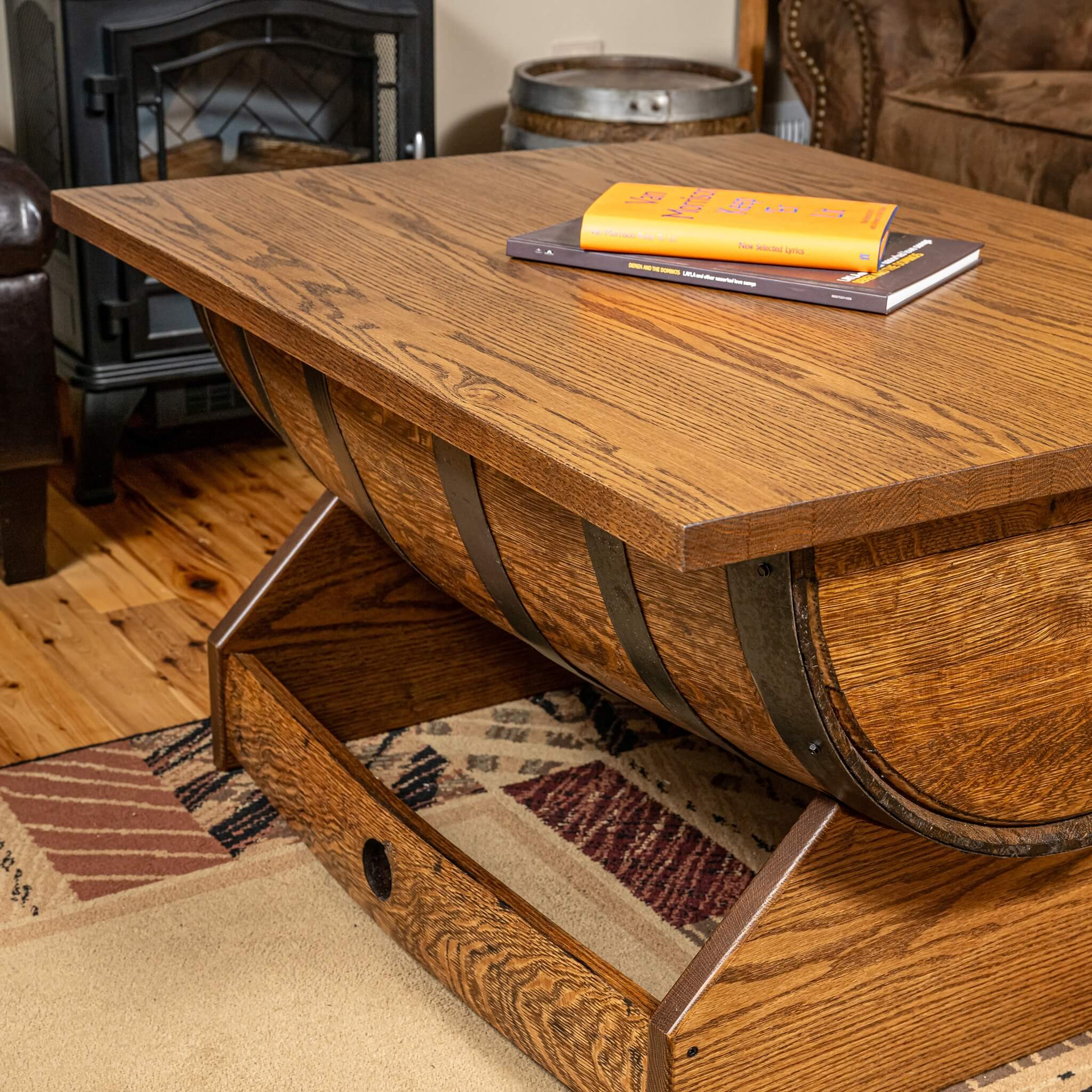 Whiskey Barrel Rectangular Coffee Table w/ Lifting Top - Image 10