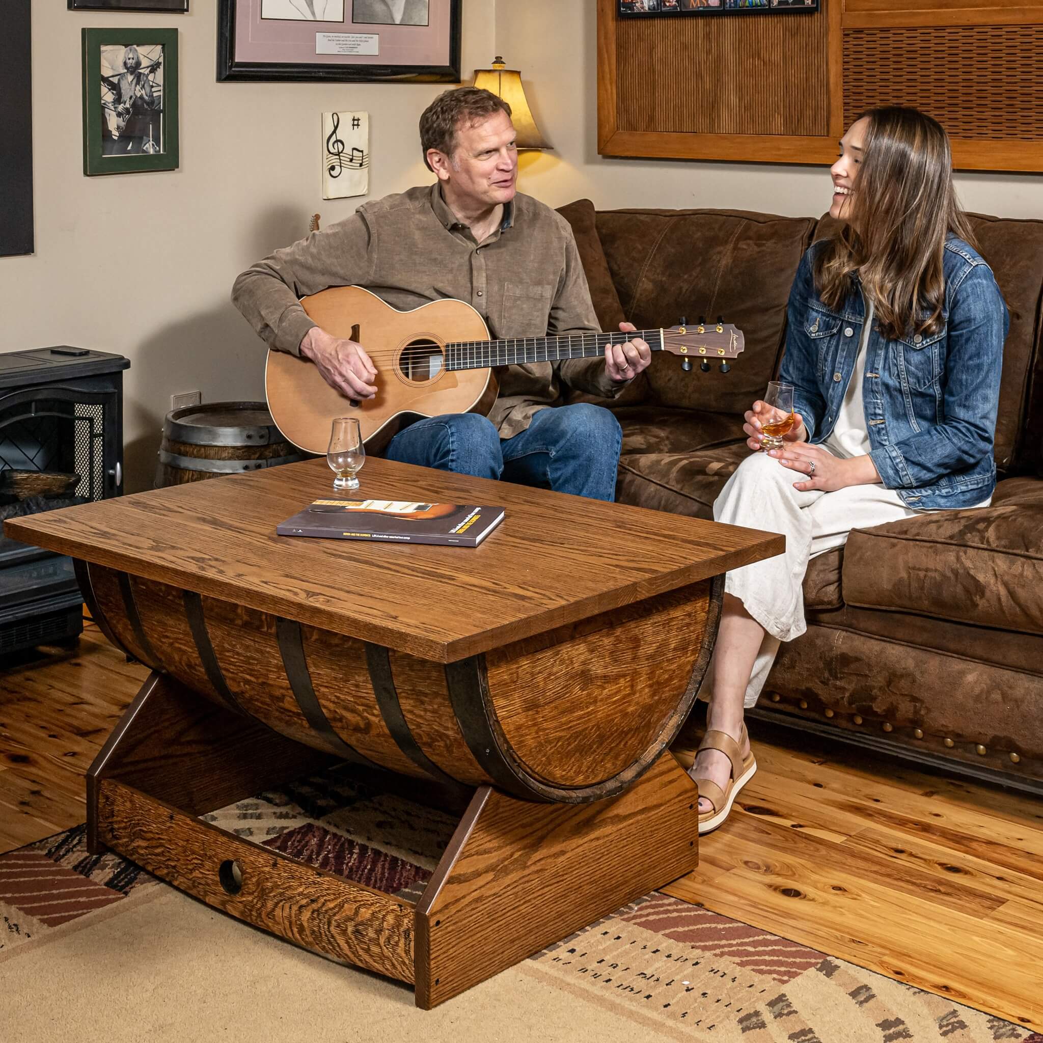 Whiskey Barrel Rectangular Coffee Table w/ Lifting Top - Image 12
