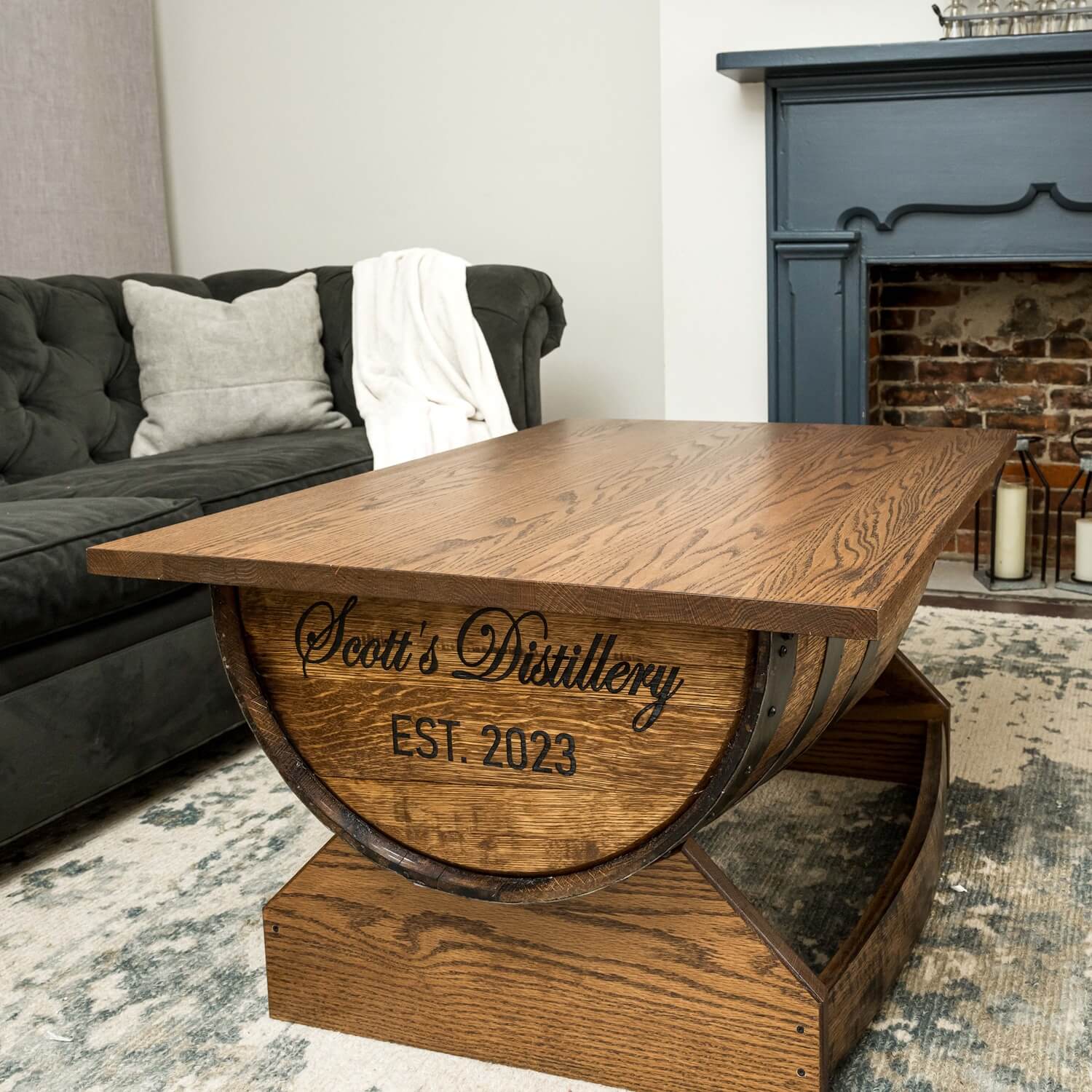 Whiskey Barrel Rectangular Coffee Table w/ Lifting Top - Image 3