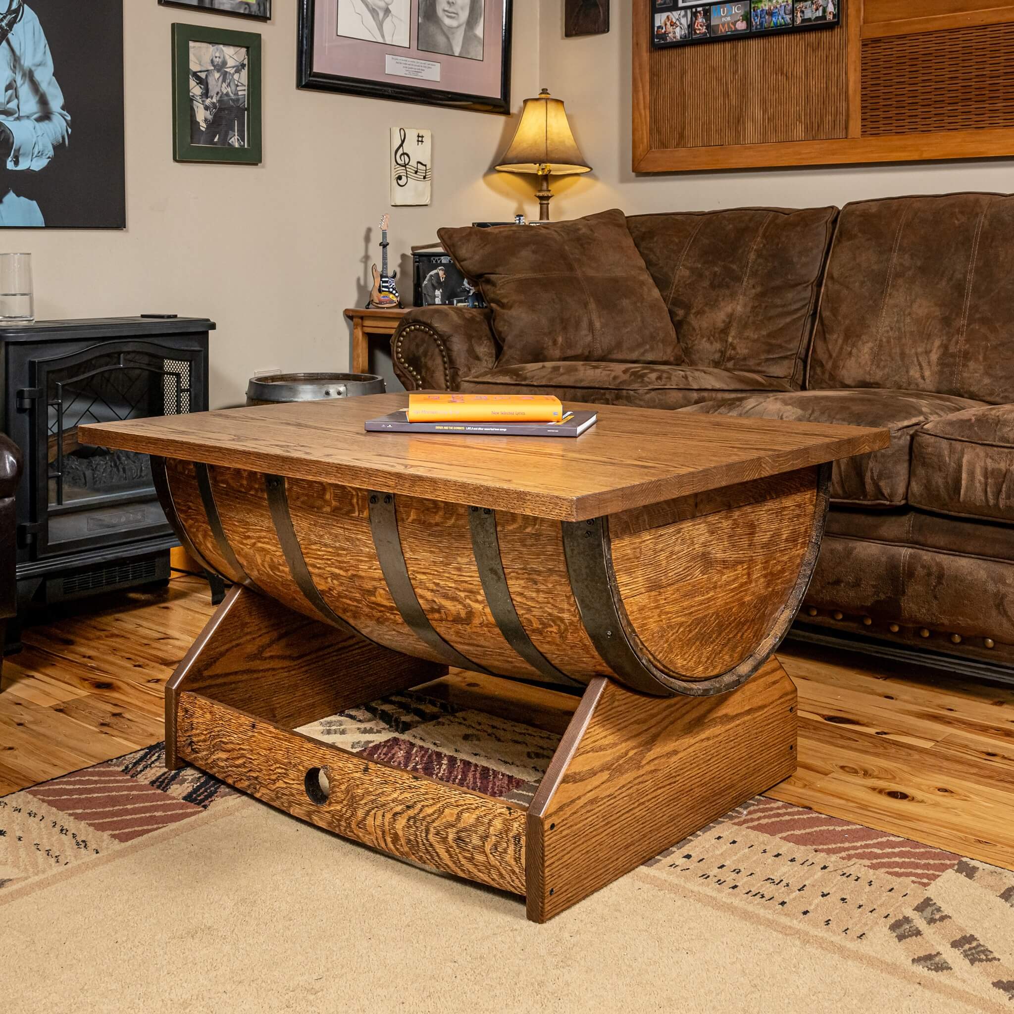 Whiskey Barrel Rectangular Coffee Table w/ Lifting Top - Image 8