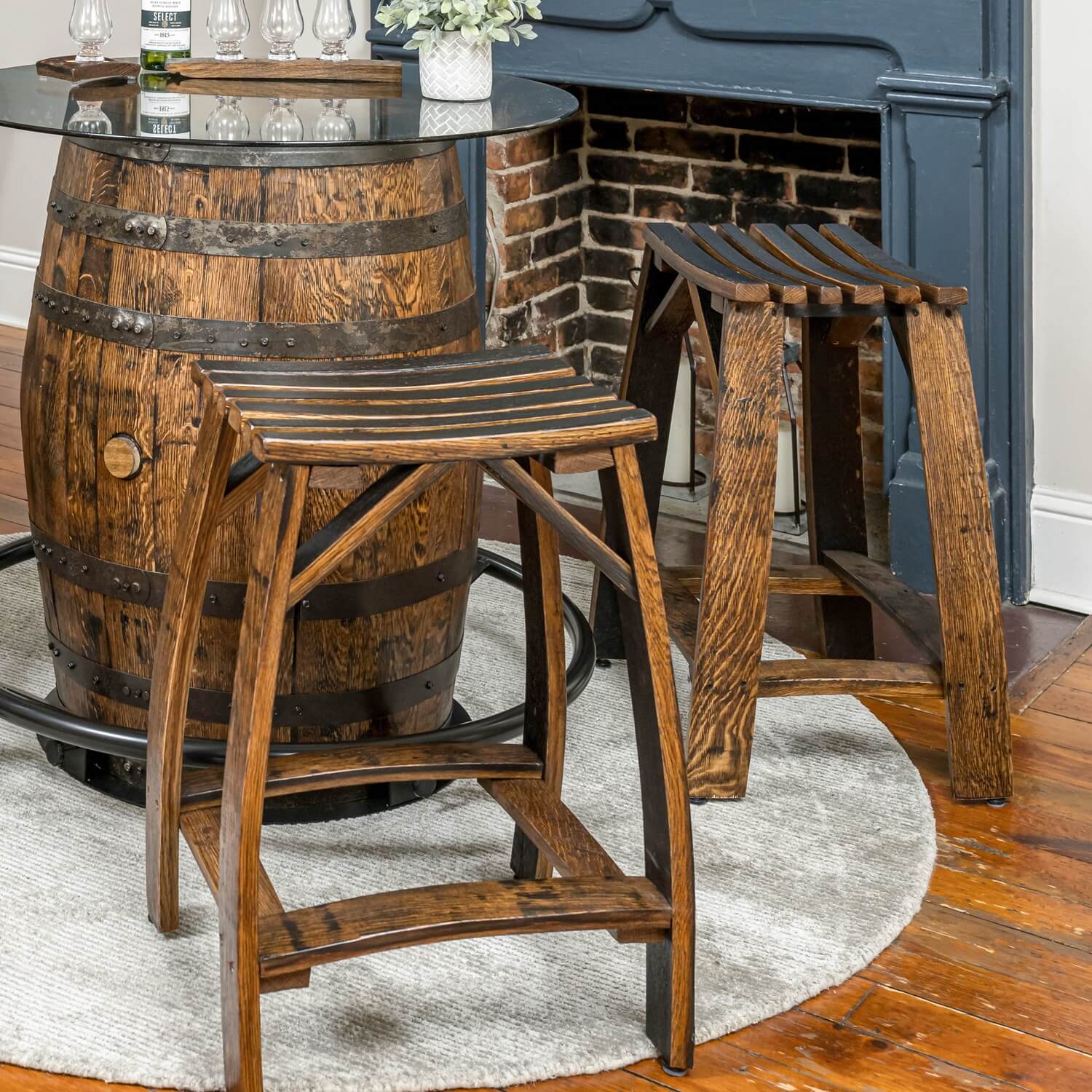 Whiskey Barrel Stave Stools - Image 4