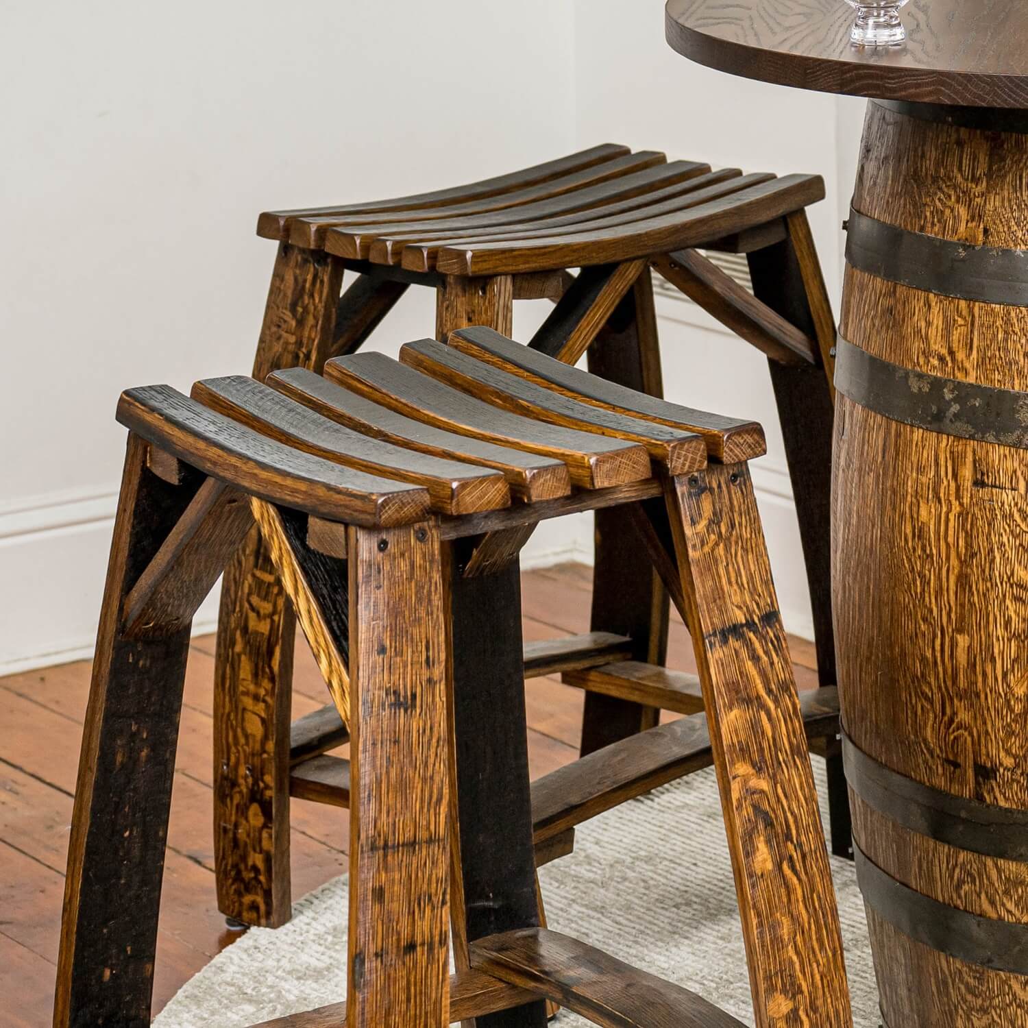 Whiskey Barrel Stave Stools - Image 5