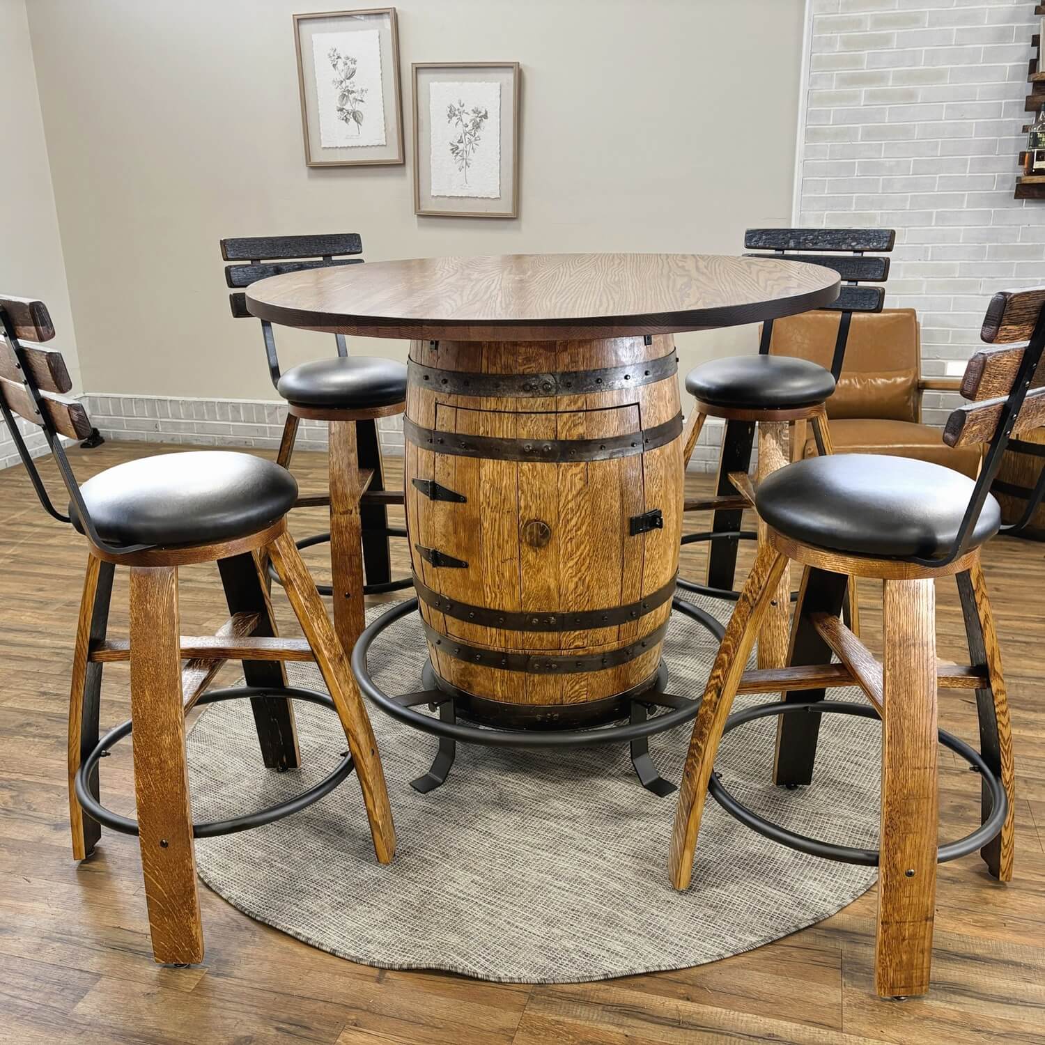 Whiskey Stave Swivel Stool w/ Backrest - Image 3